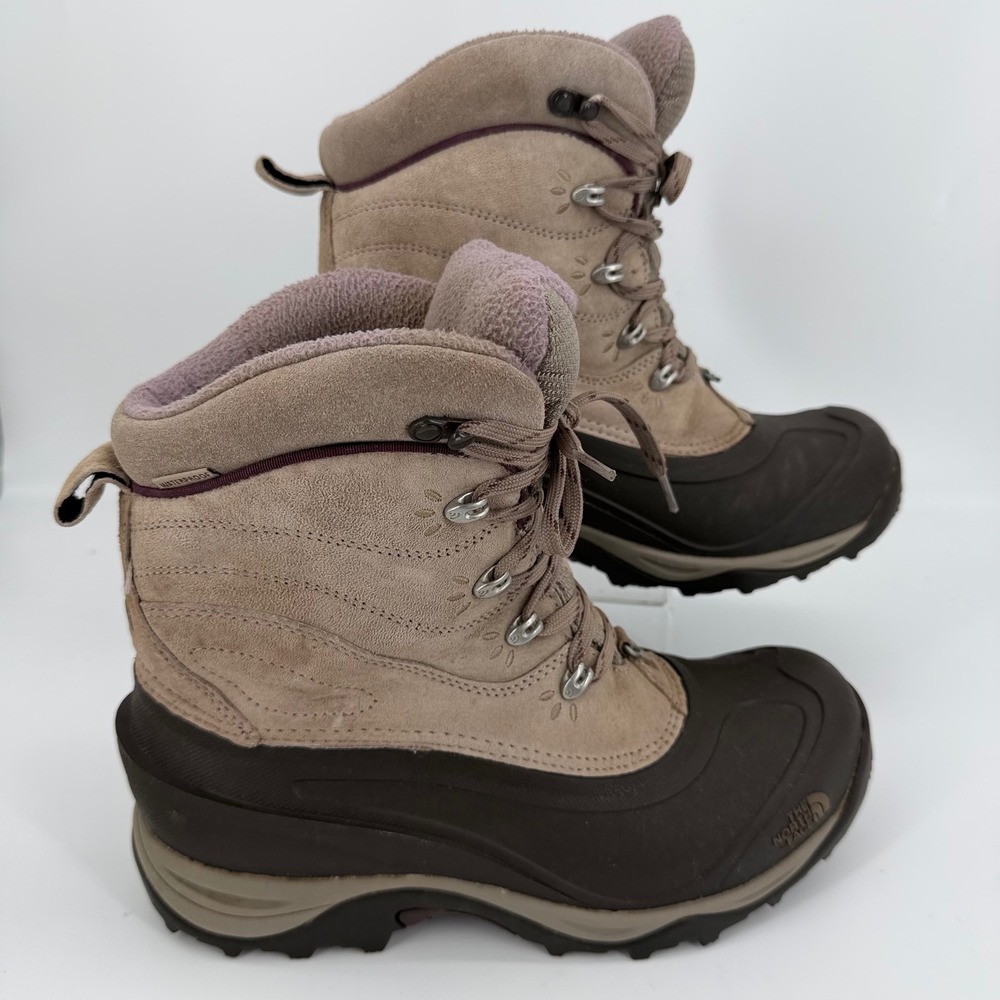 The North Face Chilkat Waterproof Snow Boots Brown Suede Primaloft Womens 10
